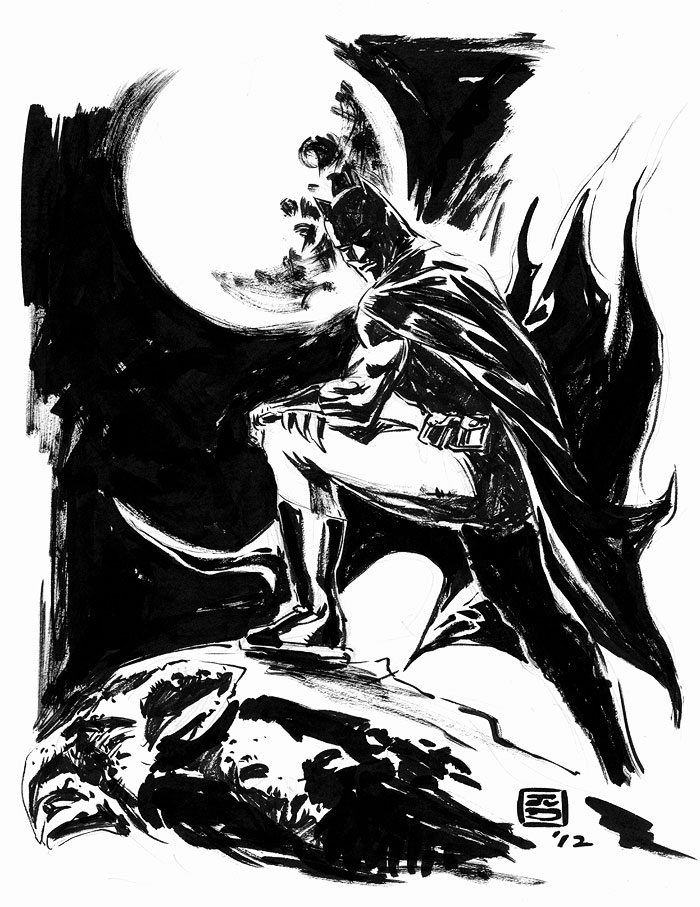 Batman in Moon Light - a Sketch by Jun Bob Kim